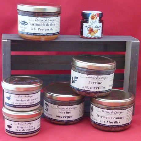 Cagette 7 produits foie gras et terrines "terre et mer"