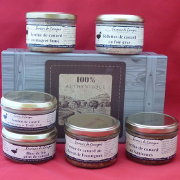 Coffret authentique 6 terrines canard, rillettes, foie gras