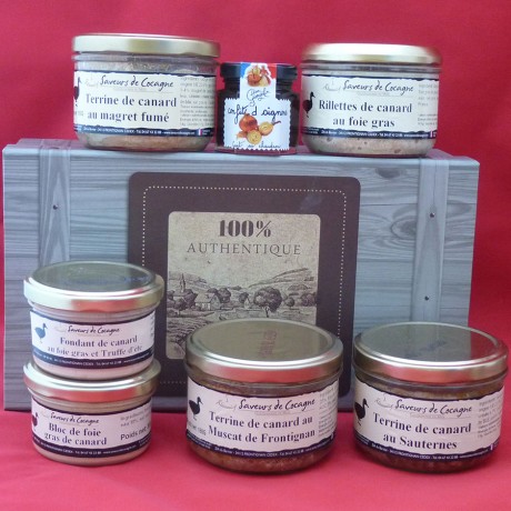 Coffret authentique 7 terrines canard, rillettes, foie gras