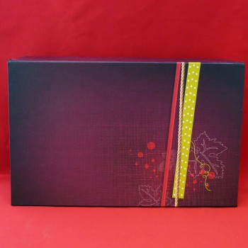 Coffret rectangle fermeture aimantée décor toile de jute coloris lie de vin 33x21x12 cm