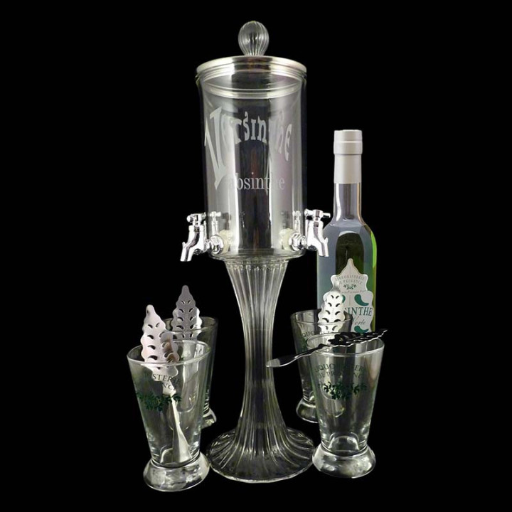 Service Fontaine à absinthe 4 robinets Bouteille Verte 50cl