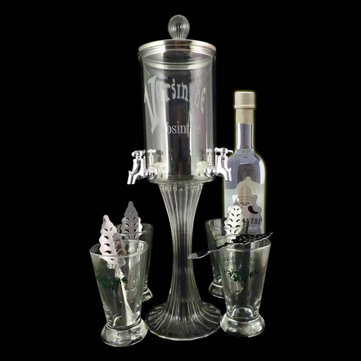 Service Fontaine à absinthe 4 robinets Bouteille Blanche 50cl