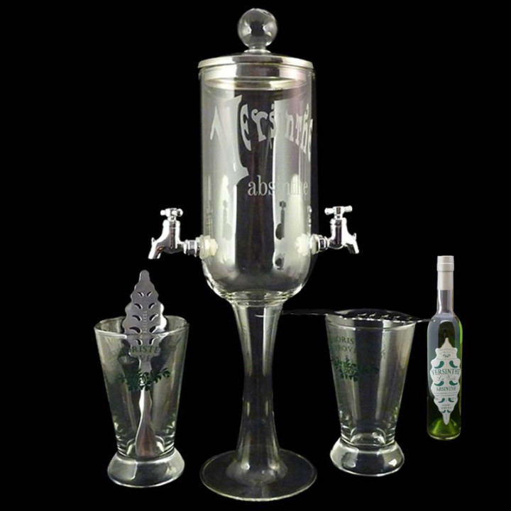 Service Petite fontaine à absinthe Bouteille Versinthe La Verte 10cl