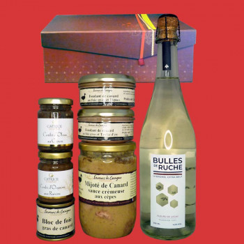 Coffret Festif Hydromel pétillant foie gras et accompagnements et Canard aux cèpes
