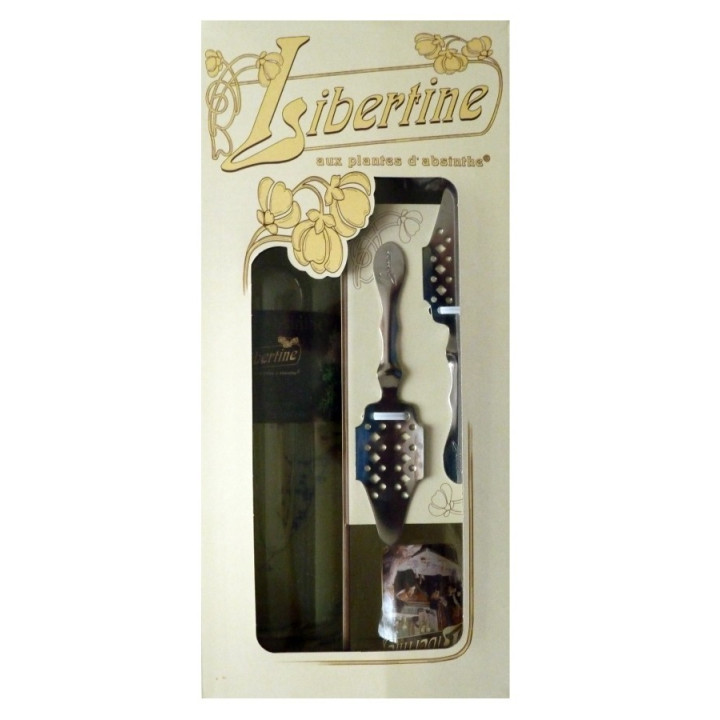 Coffret Libertine Fleur d'Absinthe 70cl verres et cuillères