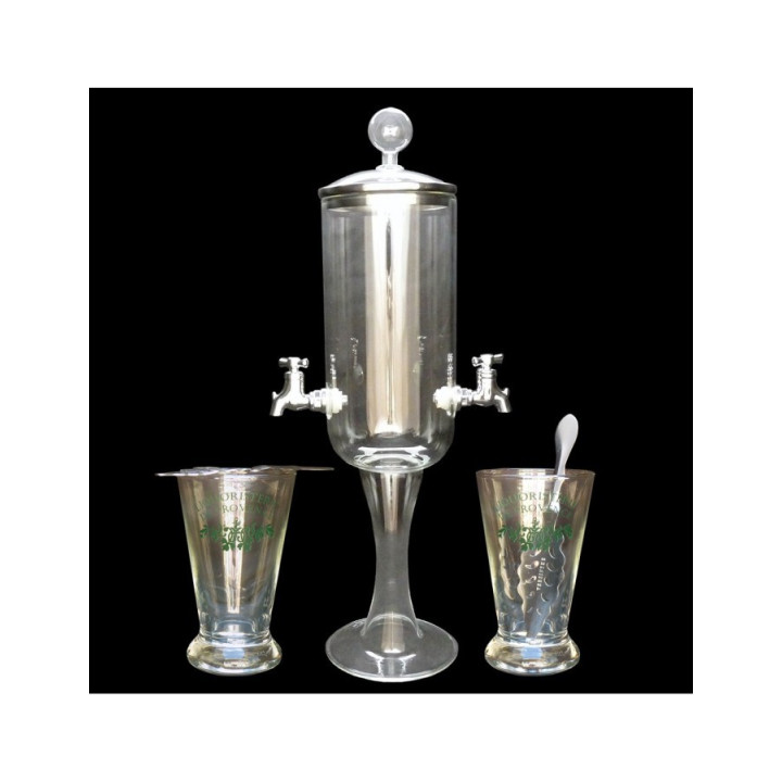 Service Petite fontaine à absinthe 2 robinets ses 2 verres à Versinthe et ses 2 cuillères