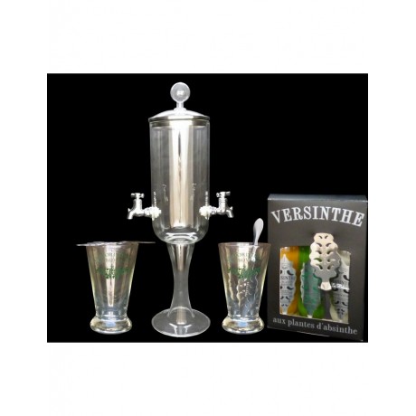 Service Petite fontaine à absinthe 2 robinets et 3x10cl